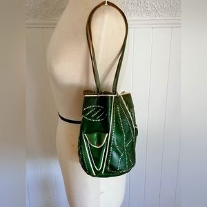 Vintage Boho Leather Drawstring Shoulder Bag